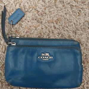 Women Blue Leather Coach Wallet